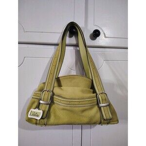 Longaberger Fold Over Hobo Handbag Purse Suede Leather Green Sisters